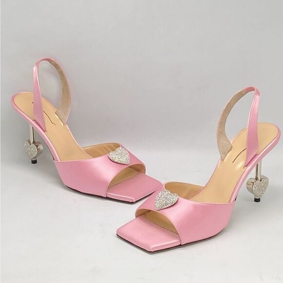 MACH & MACH Crystal Heart Slingback Heel Sandals size 39 - Picture 4 of 14